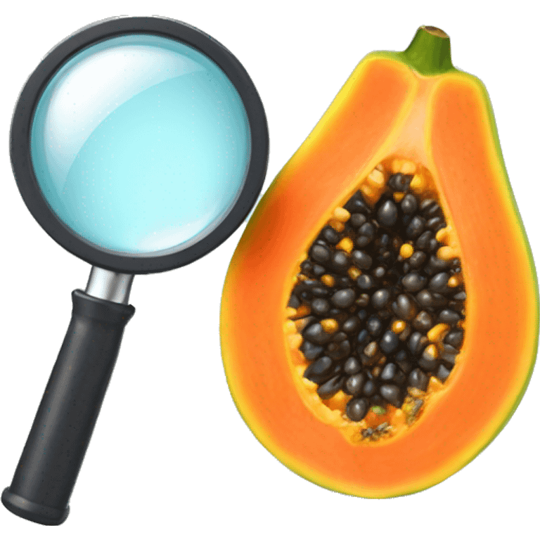 papaya with magnifying gla emoji