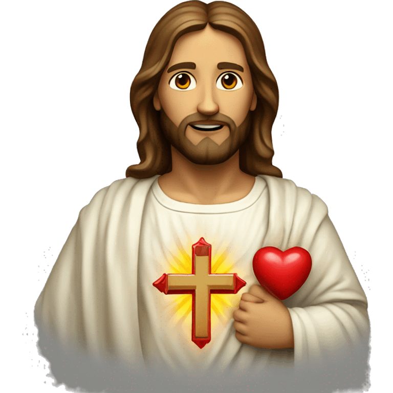 Jesus sacred heart with cross emoji