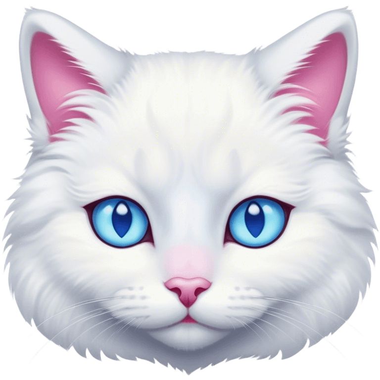 A White cat with blue eyes  emoji