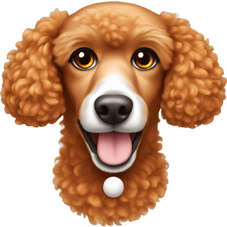 orange poodle with brown eyes and white ball emoji