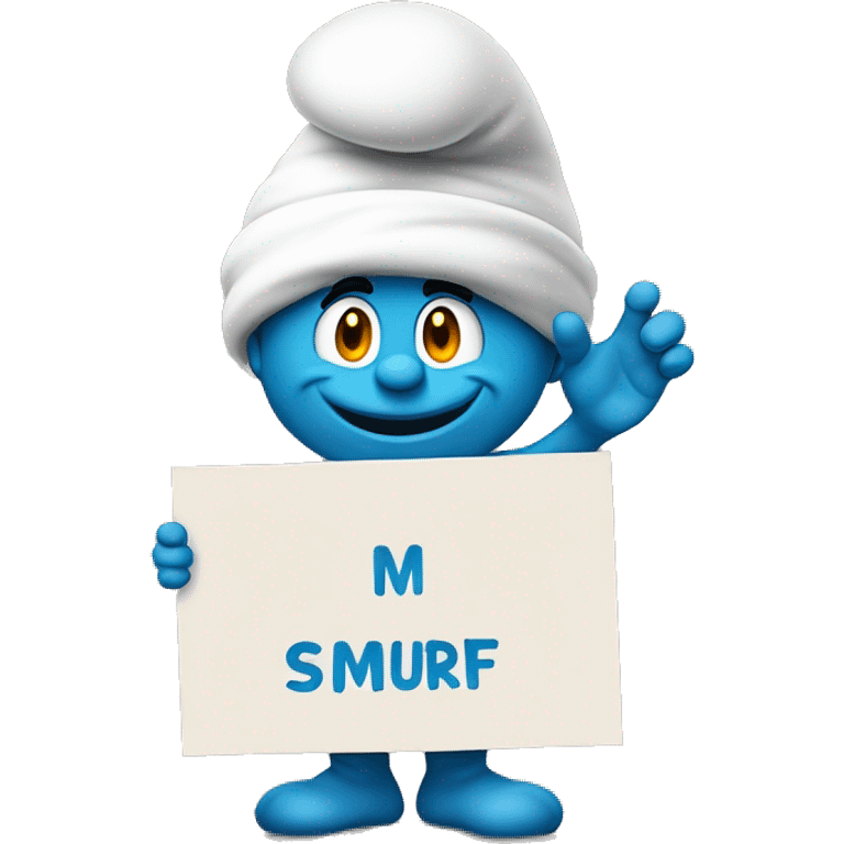 smurf holding sign that says “i’m a smurf” emoji