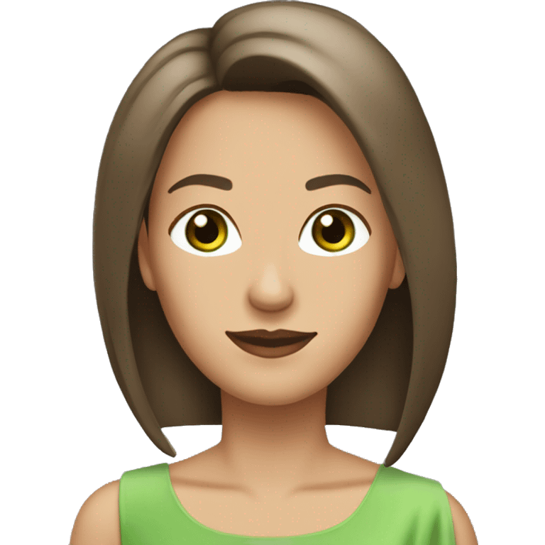 pretty 40 year old woman with grass green eyes and shoulder length straight brown hair diamond tiara emoji