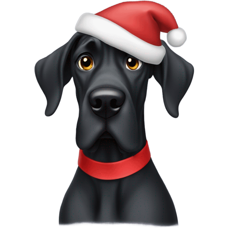 Black Great Dane in a Santa hat emoji