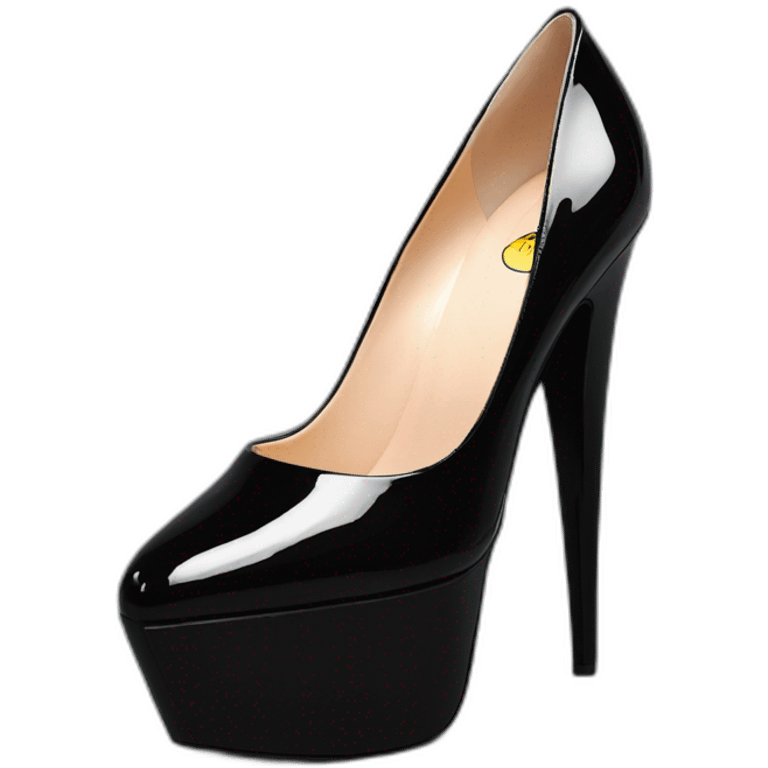 One Black Patent Leather Daffodile Platform Heels emoji