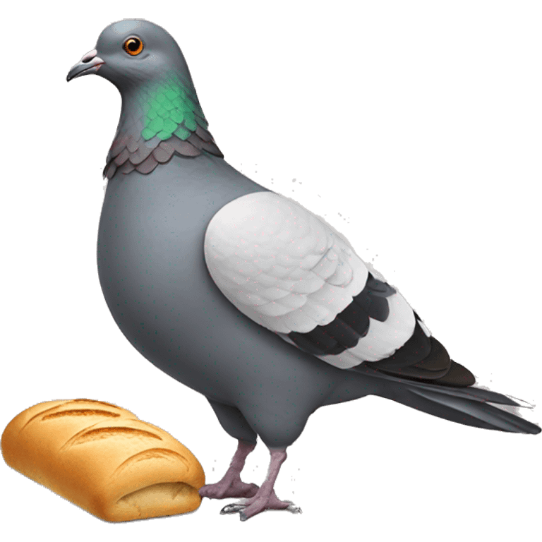 pigeon wearing boots made of bread emoji