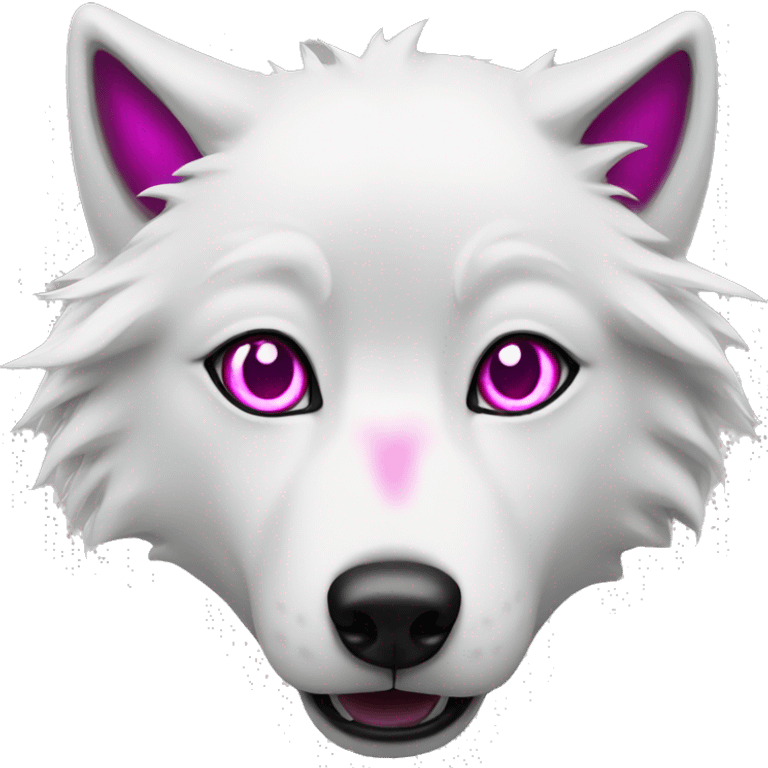 white wolf surprised with magenta eyes emoji