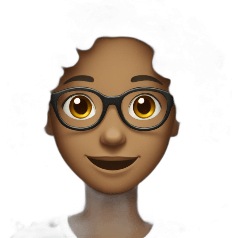 smiling black teenager girl with long black curly hair and round glasses emoji