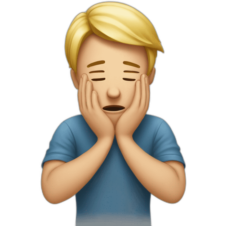 Realistic emoji of a stressed person with hands holding their head.  Don't let it be a generic emoji emoji