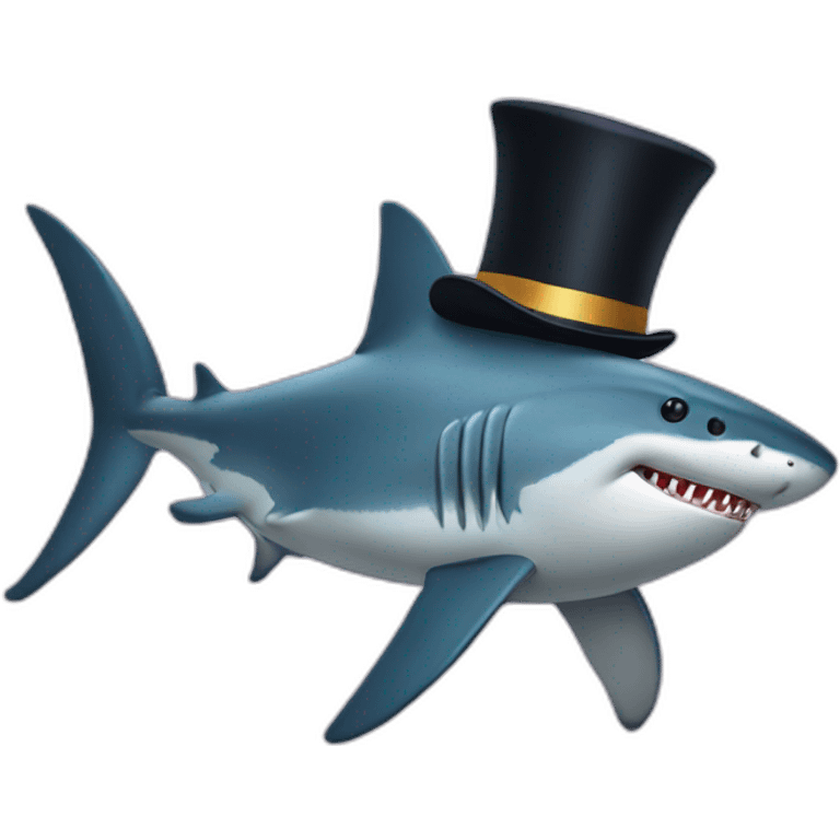 Shark with a top hat emoji