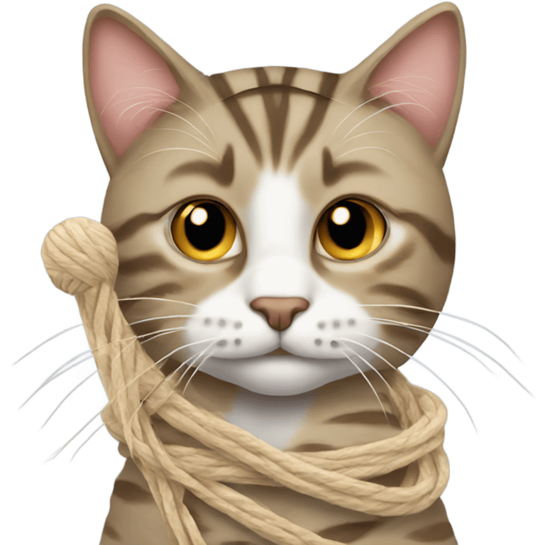 Tabby cat with ball of yarn emoji