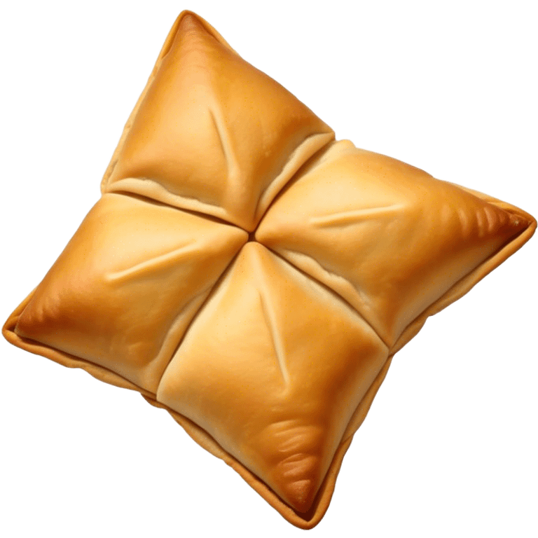 Samosa Cinematic Realistic Samosa Snack Emoji, depicted as a crispy, golden triangular pastry filled with spiced vegetables or meat, rendered with rich textures and vibrant, appetizing lighting. emoji