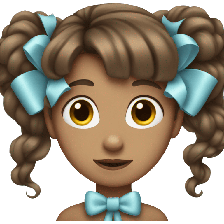 light blue bow on brown hair emoji