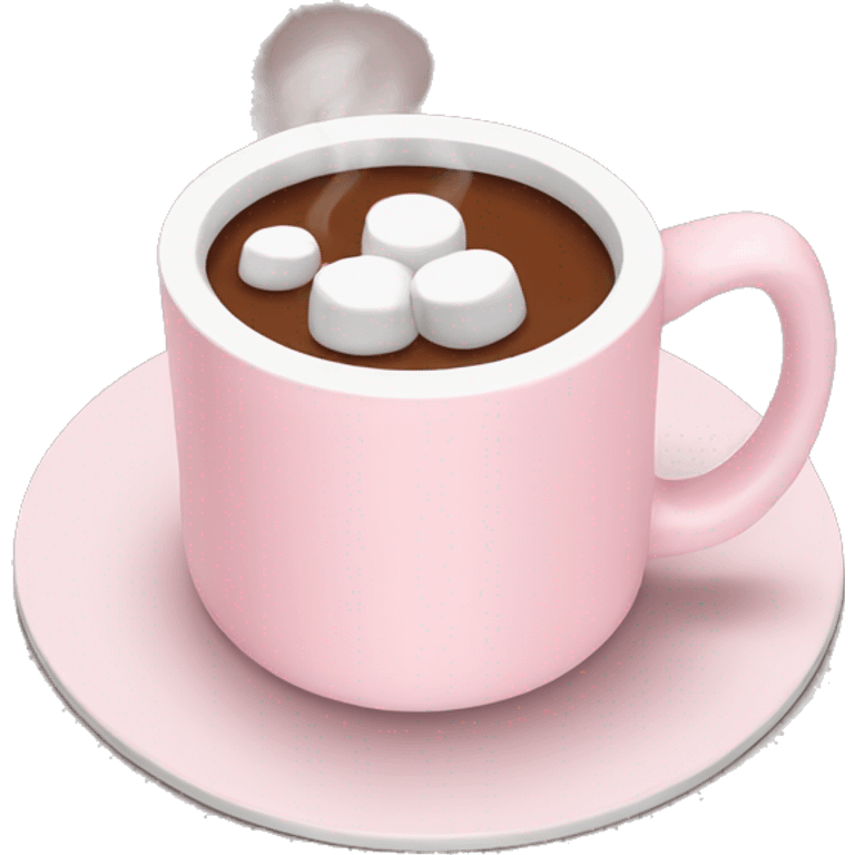 Light Pink mug of hot chocolate with marshmallows  emoji