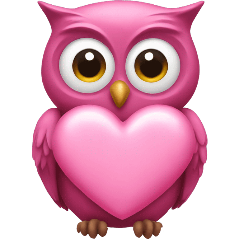 pink owl holding pink heart emoji