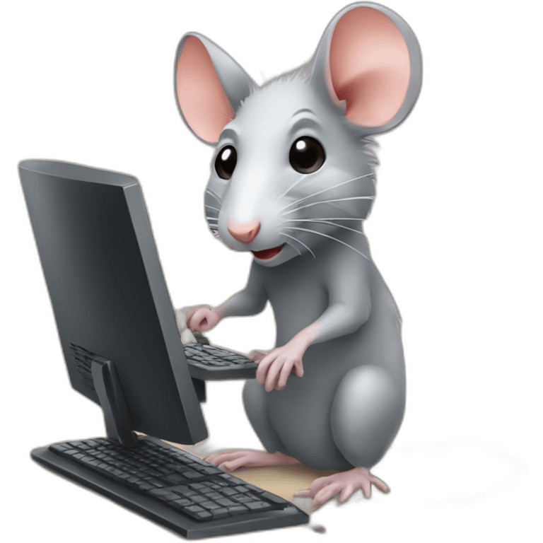 Rat using a computer emoji