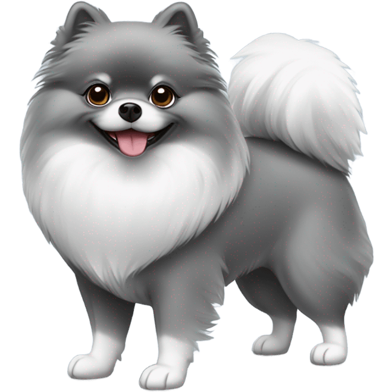 Standing Pomeranian grey with white emoji