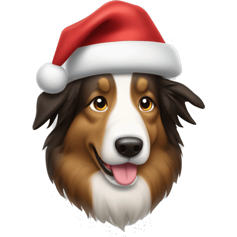 boder collie com chapéu de papai noel emoji