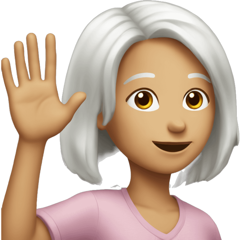 Older girl, waving to younger girl emoji