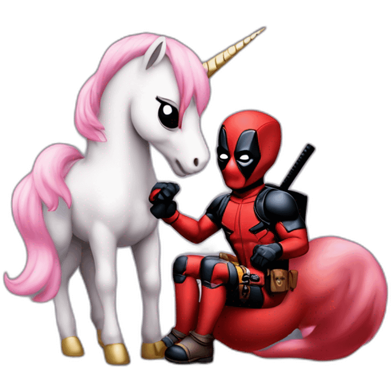 Deadpool montando un unicornio bebé  emoji