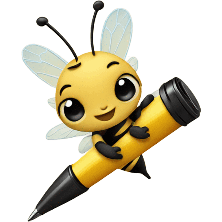 cute busy bee with pen emoji