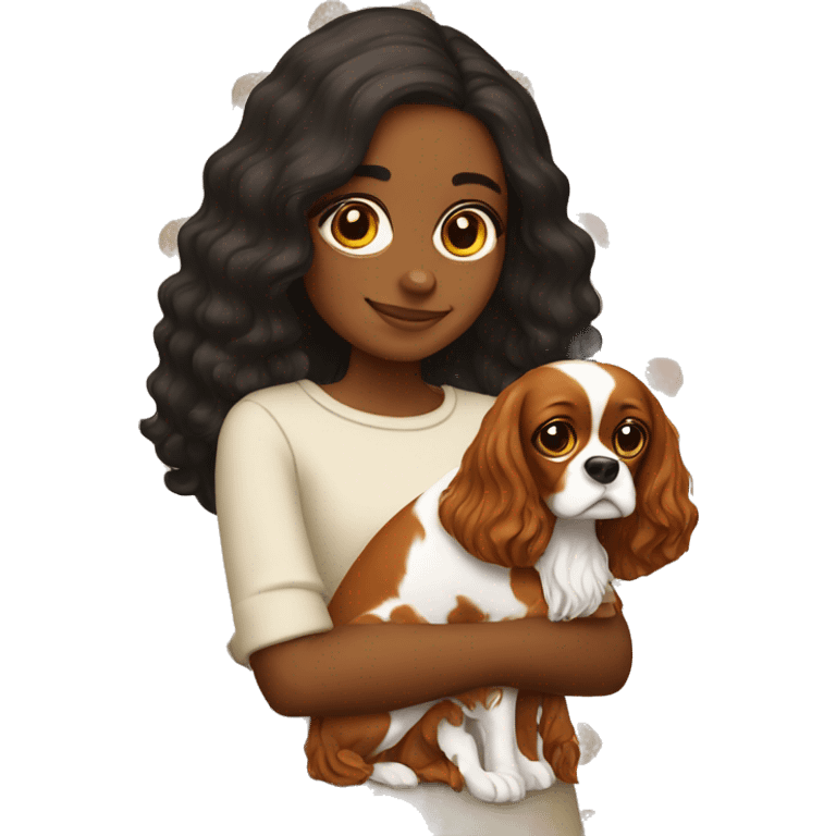 girl with king charles spaniel  emoji