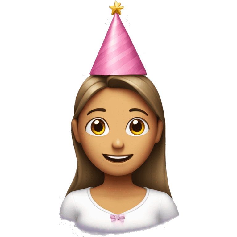 Girl exited with birthday hat emoji