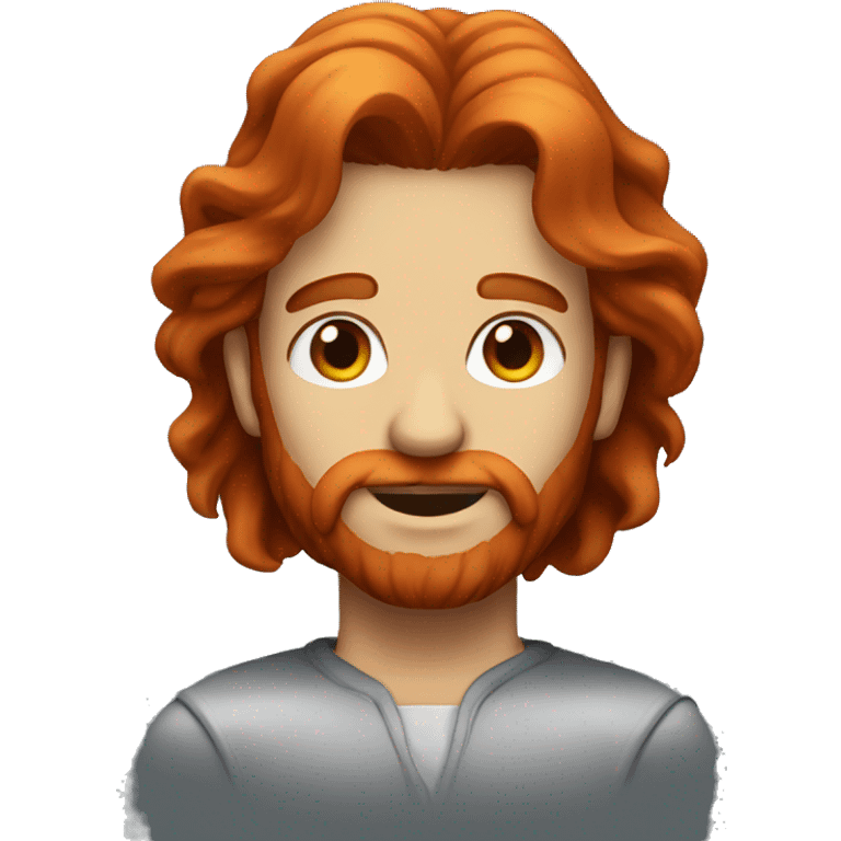 Man with long red hair and red eyes, he has small beard emoji