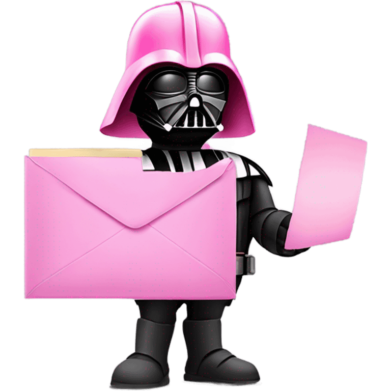 darth vader in all pink suit and pink helmet holding email envelope with one hand  emoji