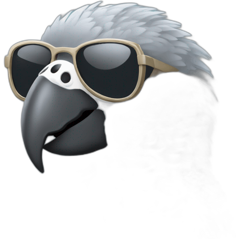 African grey parrot wearing sunglasses emoji