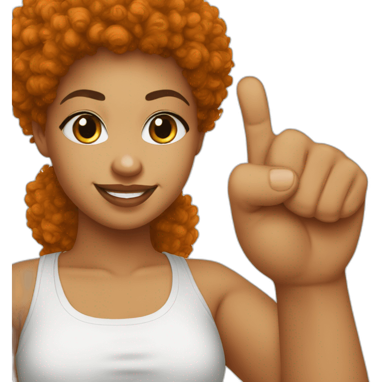 Light skin girl afro orange with thumb up dark tshirt emoji