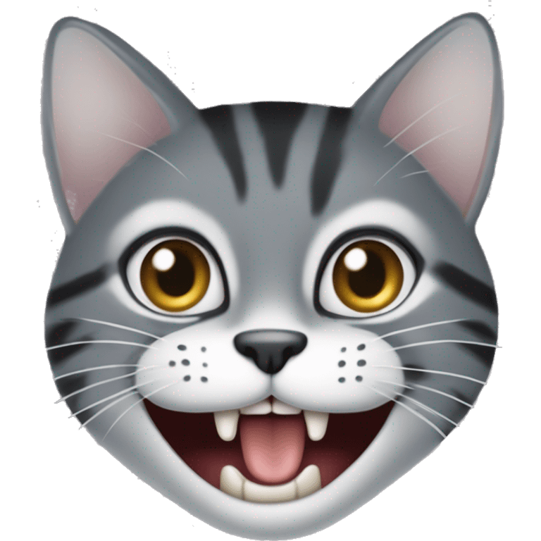 Le chat rigole, avec sourire de l’humain, avec les dents comme chez humain, ouvre sa bouche très fort  emoji