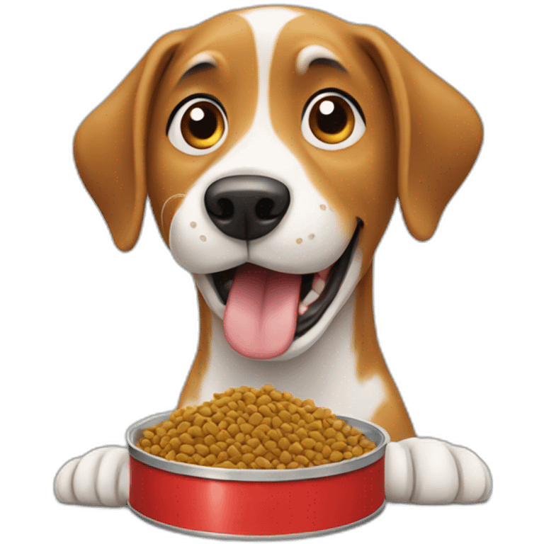 happy dog putting dog food in his mouth emoji