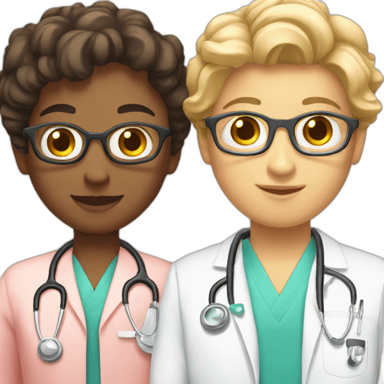 Young white Neurologist and gynecologist in love emoji