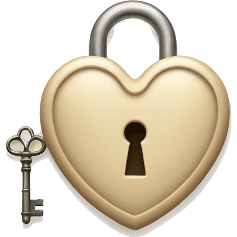 vintage beige heart-shaped lock and key emoji