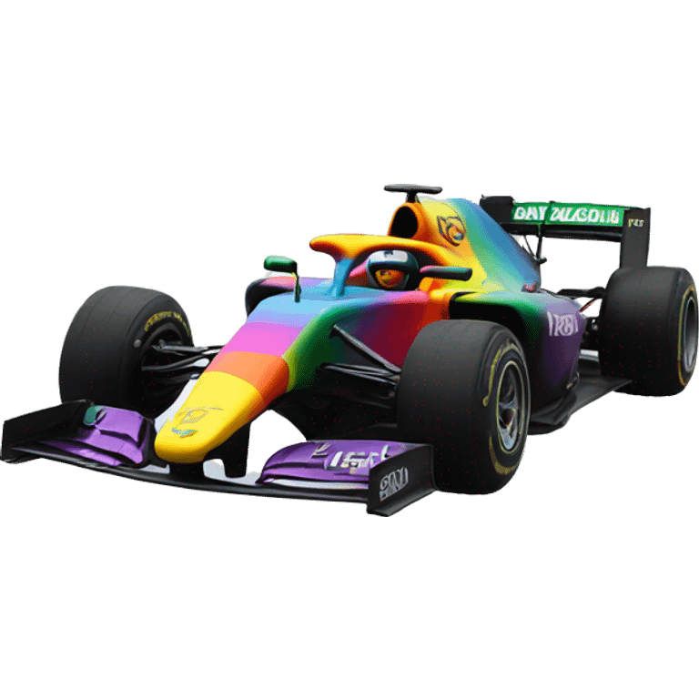 Flying f1 car with rainbow behind it emoji