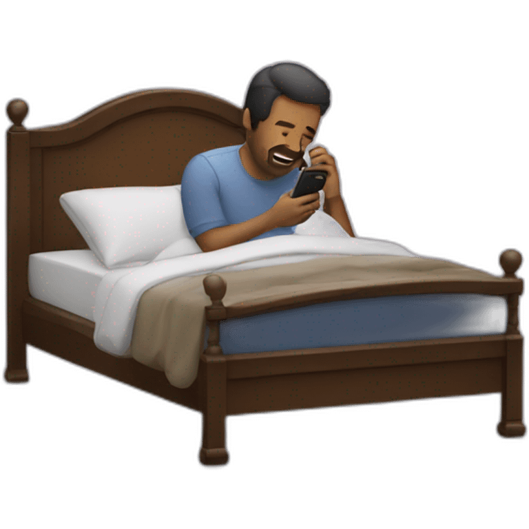 Man using phone in bed emoji