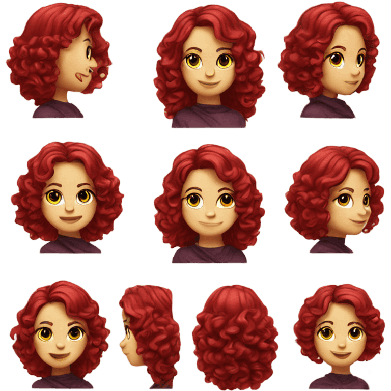 burlete girl, medium curl, red glass emoji