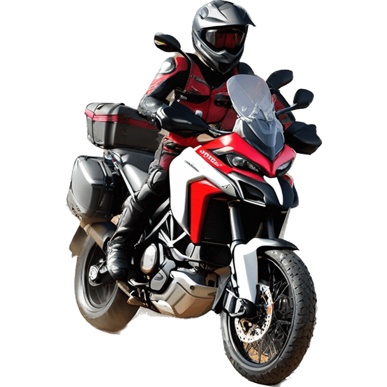 Caricatura Moto Ducati multistrada enduro off road roja y negra llena de barro emoji