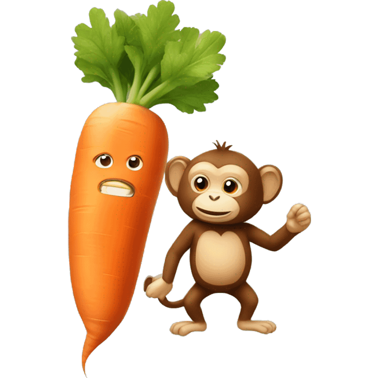 Carrot in love with a monkey emoji