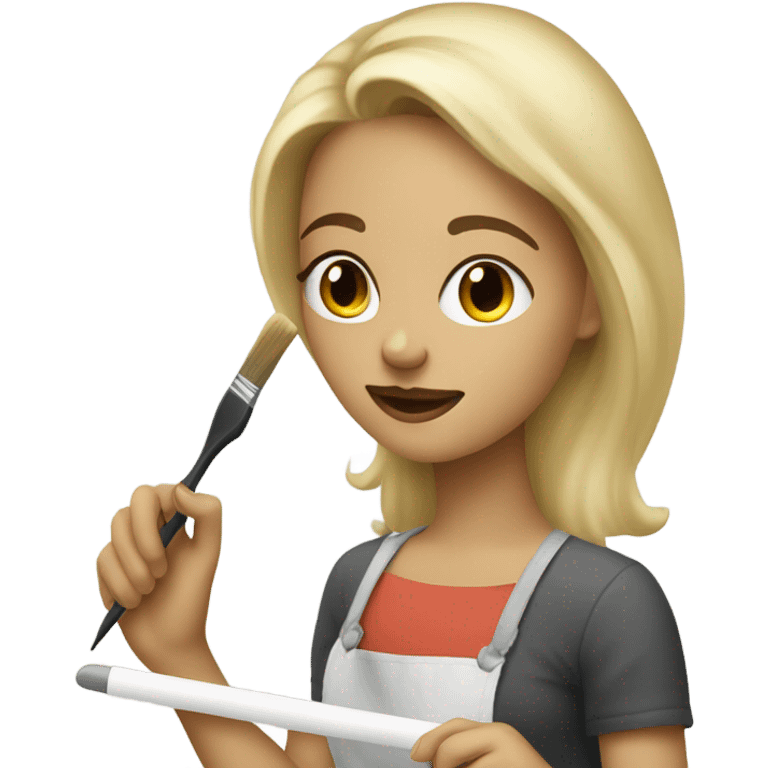 Blonde artist painting emoji