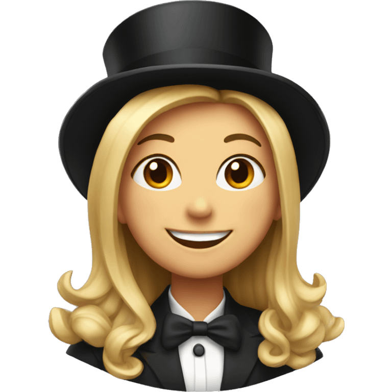 smiling girl in top hat emoji