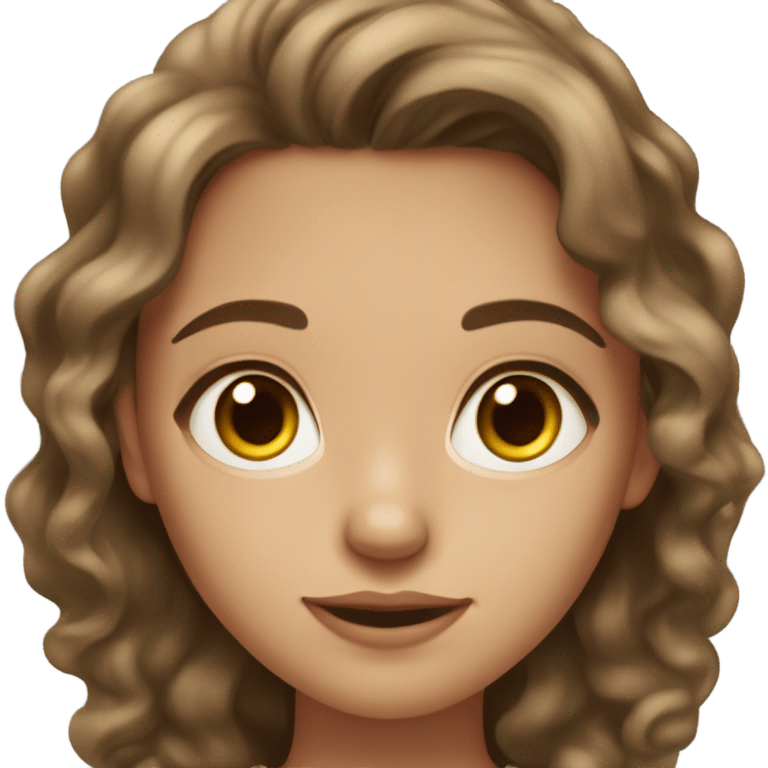 brunette girl with wavy hair and really light eyes and paleish tan skin  emoji