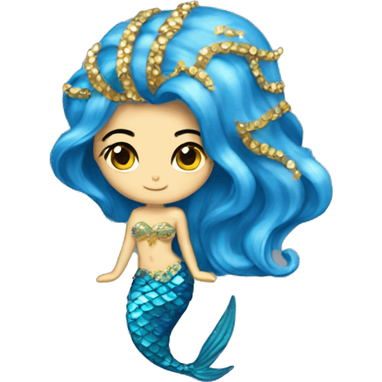 bejeweled blue and gold mermaid emoji emoji