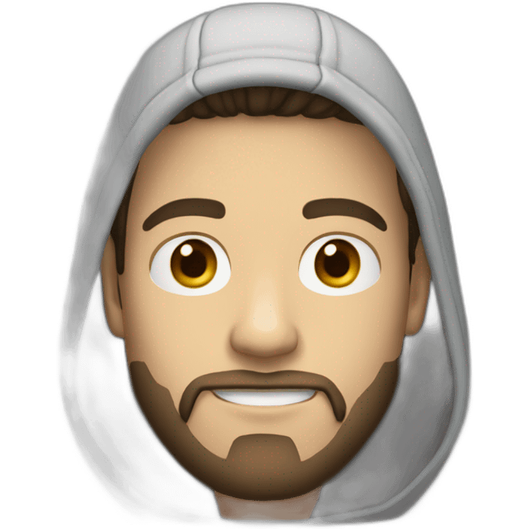 White man dark hair wearing a backwards cap and a goatee beard wearing hoodies emoji