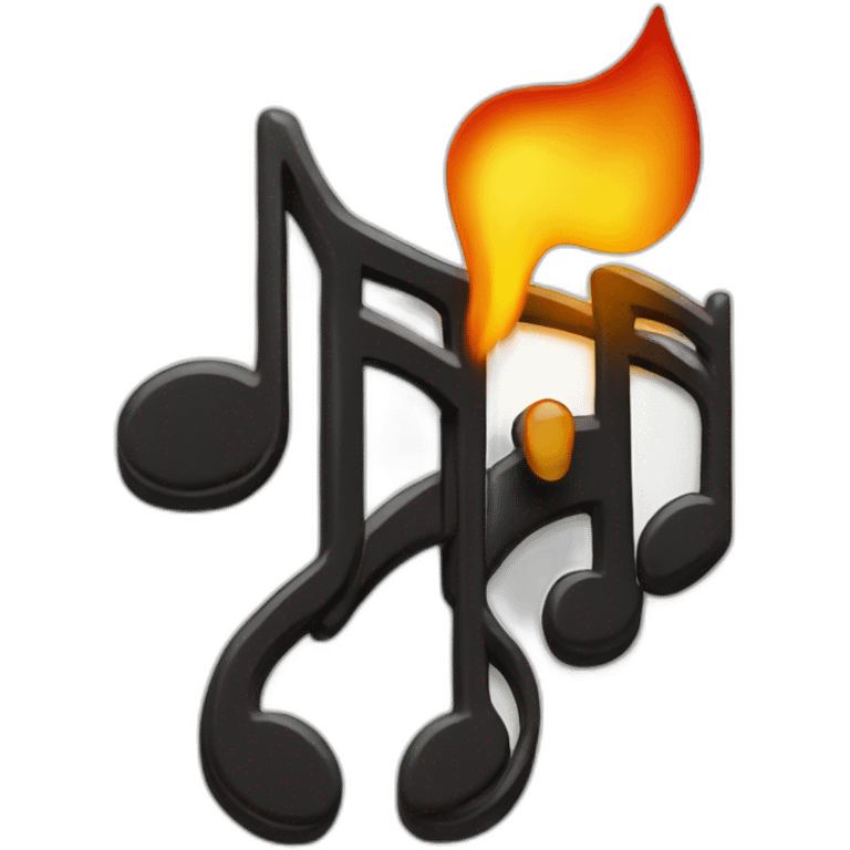 black music note, fire emoji, music notes, in flames emoji