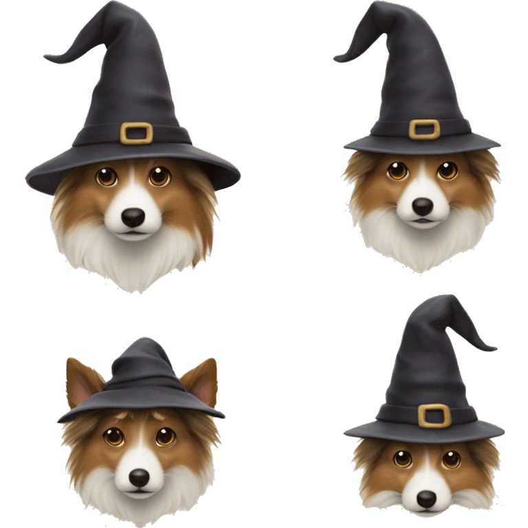 Shetland sheepdog witch hat emoji