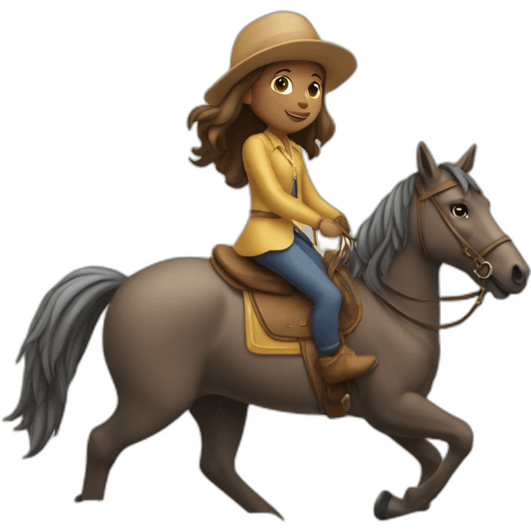 Une très jeune fille sur un cheval emoji