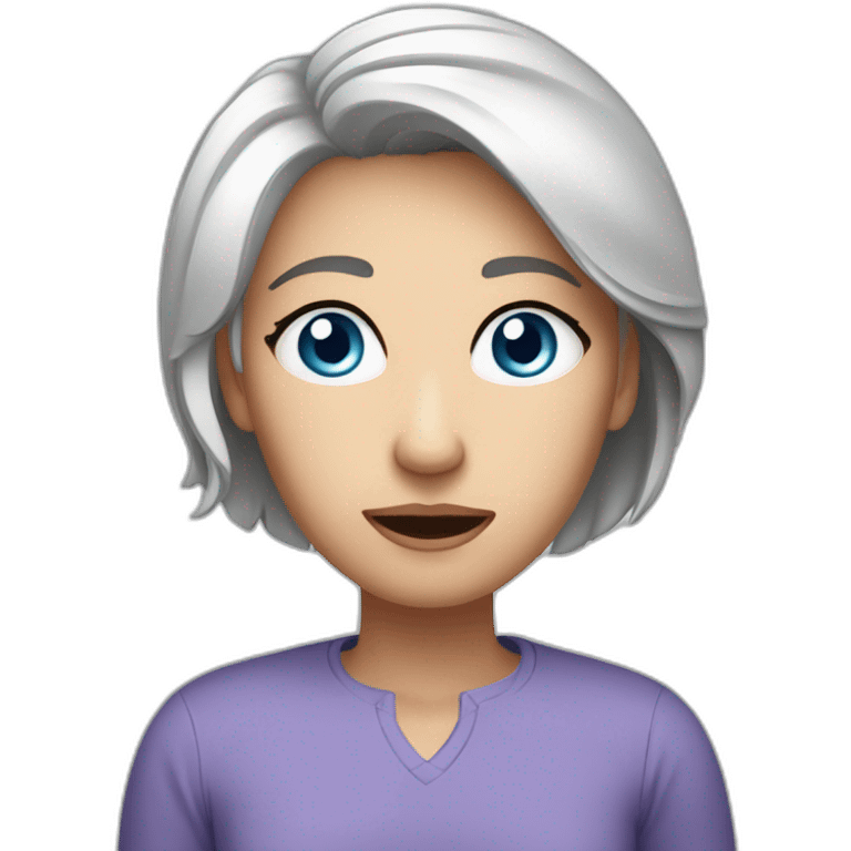 Mother worried blue-eyes grey-short-hair middled-aged White techy emoji