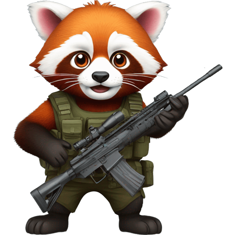 Red panda with a sniper on a mounten  emoji