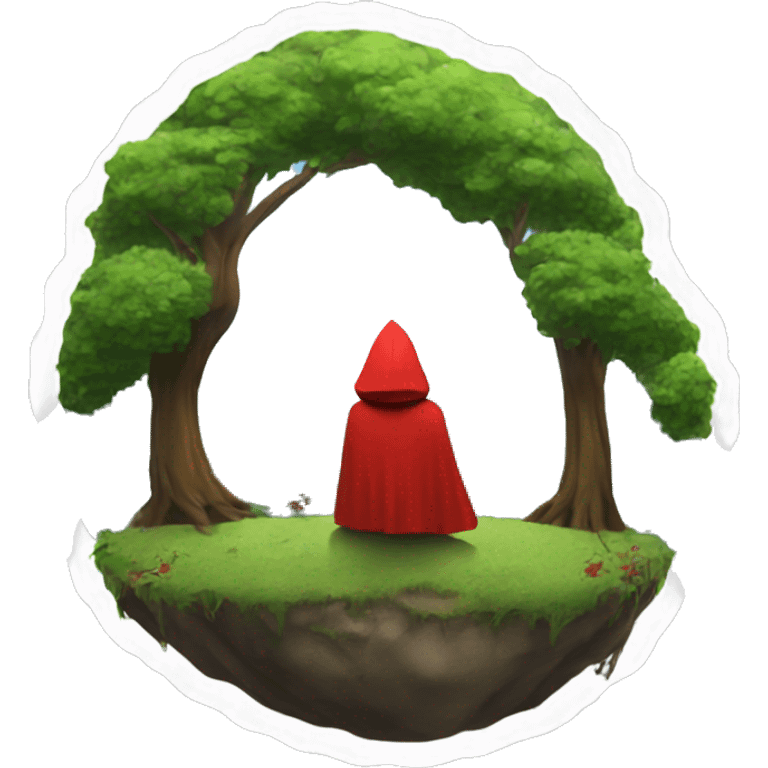 solitary scene with nature with red hood emoji